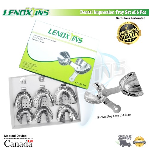 Impression Trays Edentulous Perforated Set of 6